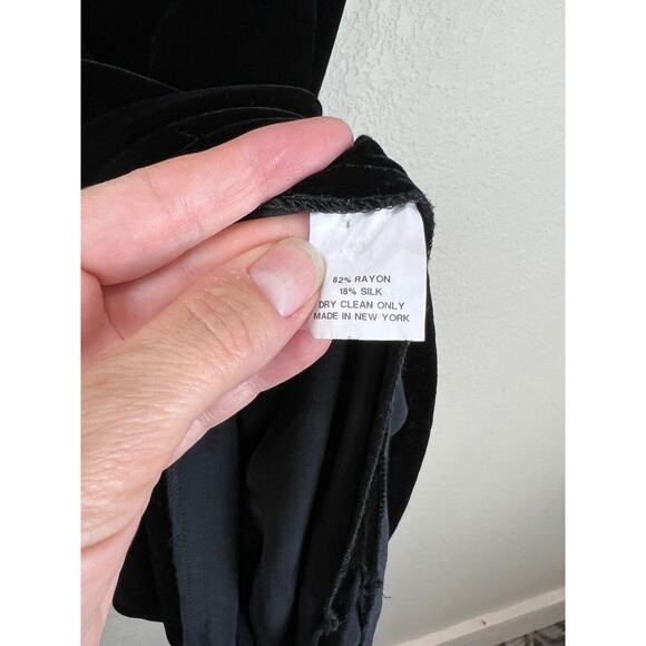 Nili Lotan Dress M Ribbon Trimmed Shift Dress Black Velvet Black Tie Gala - Picture 10 of 11